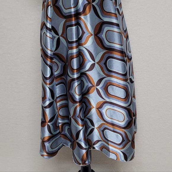 90s Vintage My Michelle Retro Geometric Print Satin Racerback Mini Slip Dress M - Picture 4 of 11